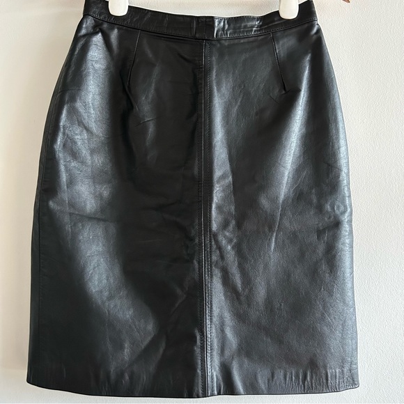 Vintage High Waisted Leather Skirt - Picture 2 of 6
